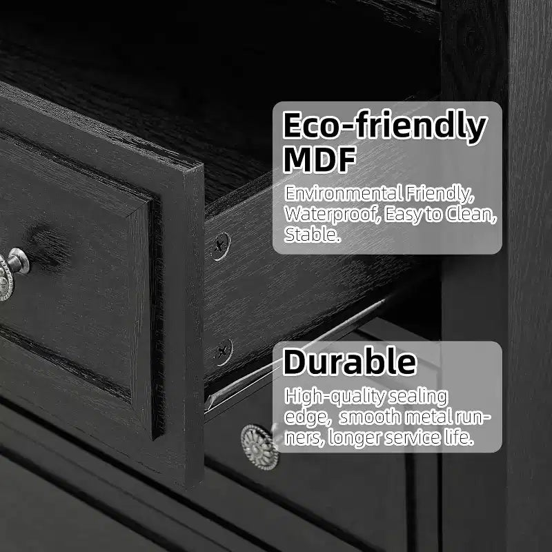 Grande commode blanche, commode 5 tiroirs pour chambre à coucher, meuble de rangement vintage pour placard, salon, couloir