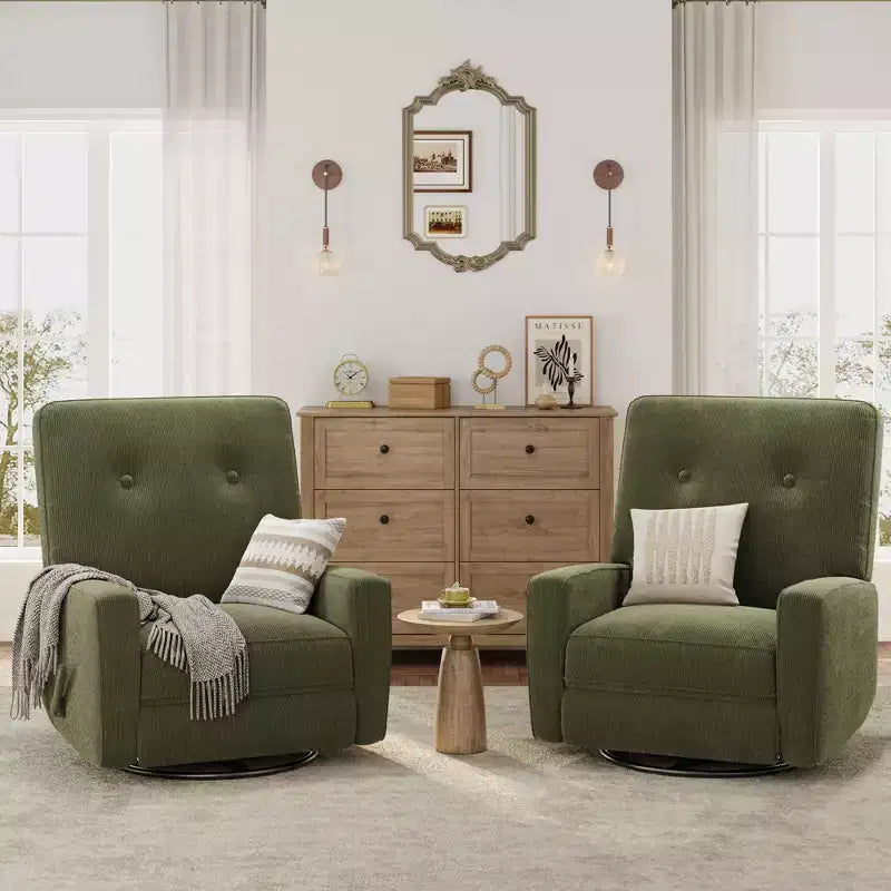 Fauteuil inclinable berçant 360° pour adultes, fauteuil à bascule pour chambre d'enfant, salon, chambre à coucher, bureau, lin