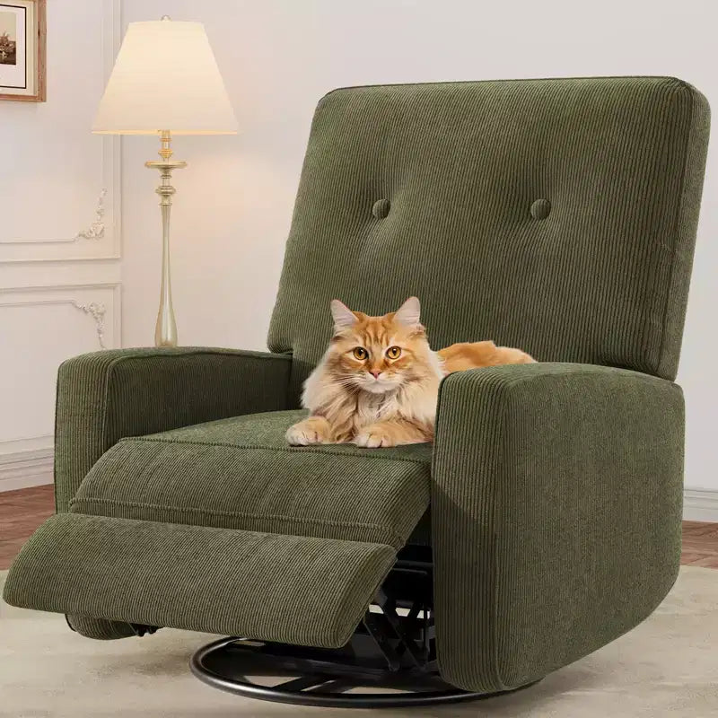Fauteuil inclinable berçant 360° pour adultes, fauteuil à bascule pour chambre d'enfant, salon, chambre à coucher, bureau, lin