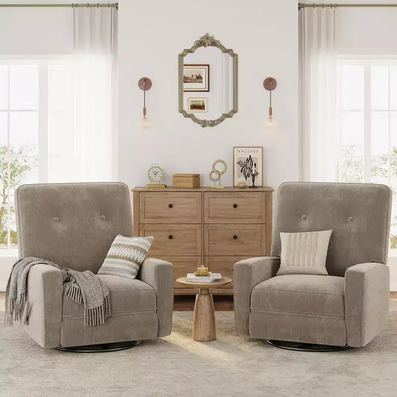 Fauteuil inclinable berçant 360° pour adultes, fauteuil à bascule pour chambre d'enfant, salon, chambre à coucher, bureau, lin