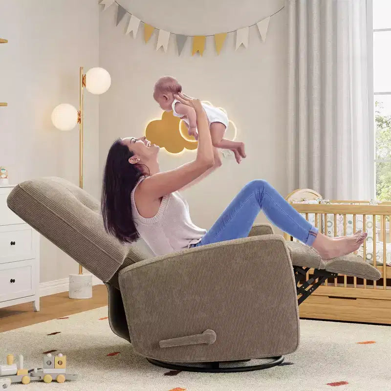 Fauteuil inclinable berçant 360° pour adultes, fauteuil à bascule pour chambre d'enfant, salon, chambre à coucher, bureau, lin