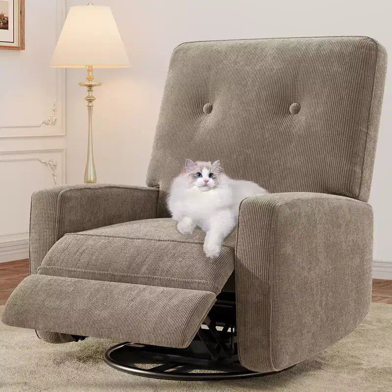 Fauteuil inclinable berçant 360° pour adultes, fauteuil à bascule pour chambre d'enfant, salon, chambre à coucher, bureau, lin