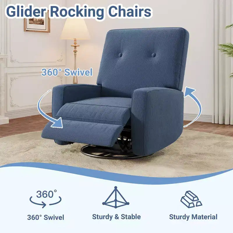 Fauteuil inclinable berçant 360° pour adultes, fauteuil à bascule pour chambre d'enfant, salon, chambre à coucher, bureau, lin