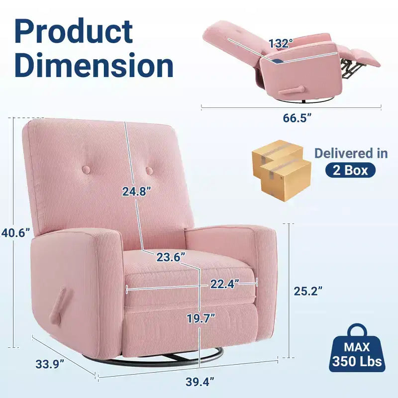 Fauteuil inclinable berçant 360° pour adultes, fauteuil à bascule pour chambre d'enfant, salon, chambre à coucher, bureau, lin