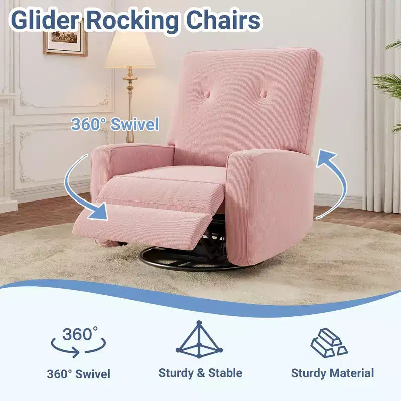 Fauteuil inclinable berçant 360° pour adultes, fauteuil à bascule pour chambre d'enfant, salon, chambre à coucher, bureau, lin