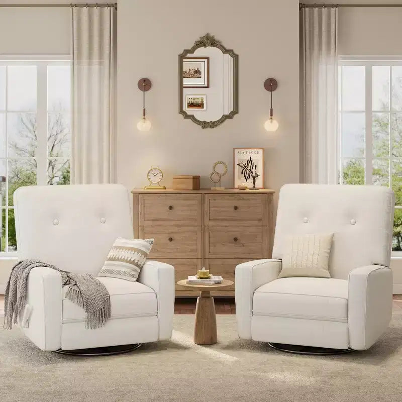 Fauteuil inclinable berçant 360° pour adultes, fauteuil à bascule pour chambre d'enfant, salon, chambre à coucher, bureau, lin