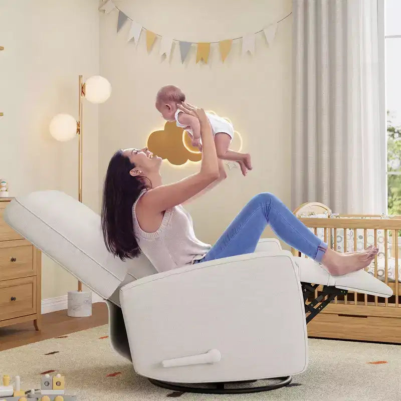 Fauteuil inclinable berçant 360° pour adultes, fauteuil à bascule pour chambre d'enfant, salon, chambre à coucher, bureau, lin