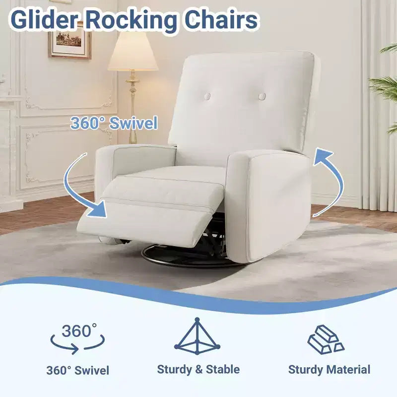 Fauteuil inclinable berçant 360° pour adultes, fauteuil à bascule pour chambre d'enfant, salon, chambre à coucher, bureau, lin