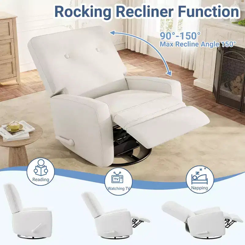 Fauteuil inclinable berçant 360° pour adultes, fauteuil à bascule pour chambre d'enfant, salon, chambre à coucher, bureau, lin
