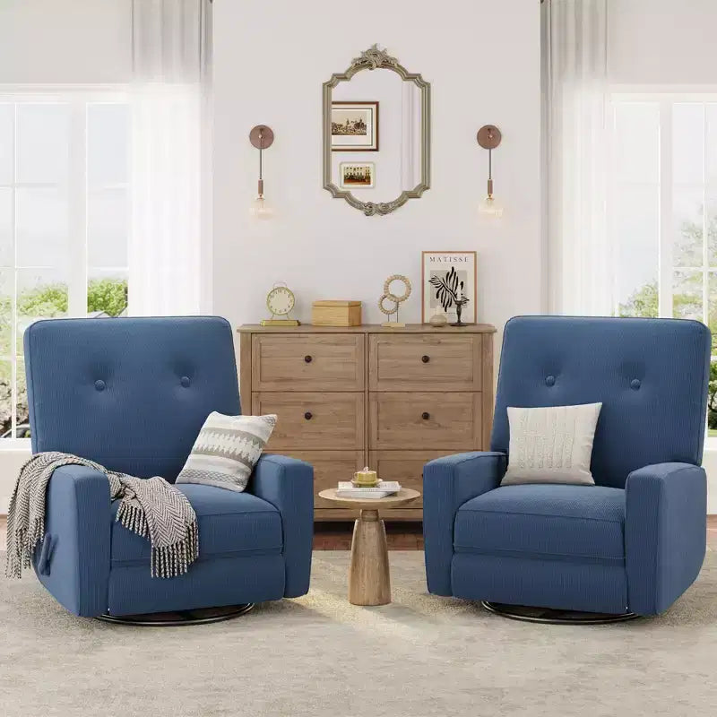 Fauteuil inclinable berçant 360° pour adultes, fauteuil à bascule pour chambre d'enfant, salon, chambre à coucher, bureau, lin
