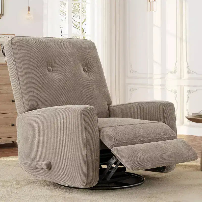 Fauteuil inclinable berçant 360° pour adultes, fauteuil à bascule pour chambre d'enfant, salon, chambre à coucher, bureau, lin