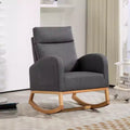 Chaise berçante pour chambre de bébé - Fauteuil à bascule, Rembourré avec pieds en bois de caoutchouc, Dossier haut confortable, Poches latérales, Fauteuil à bascule pour salon