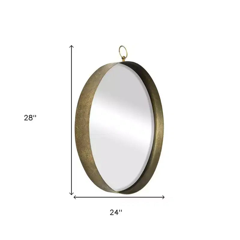 Miroir d'appoint rond avec cadre en fer doré