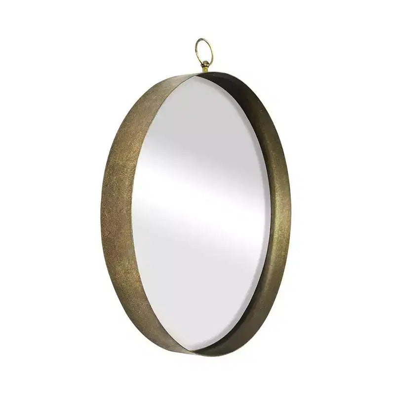 Miroir d'appoint rond avec cadre en fer doré