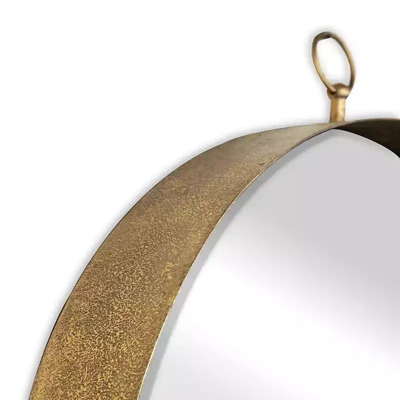 Miroir d'appoint rond avec cadre en fer doré