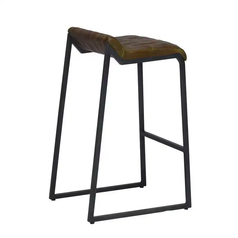 Chaise de bar sans dossier hauteur comptoir en fer marron et noir