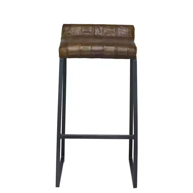 Chaise de bar sans dossier hauteur comptoir en fer marron et noir