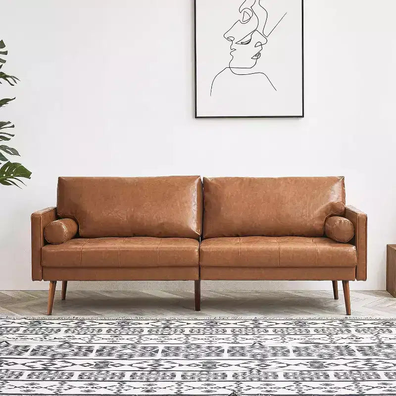 Canapé deux places avec coussins en similicuir