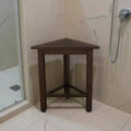 Banc de douche d'angle en teck brun foncé