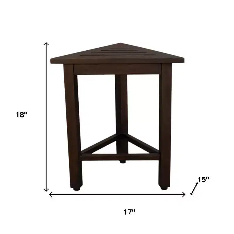 Banc de douche d'angle en teck brun foncé