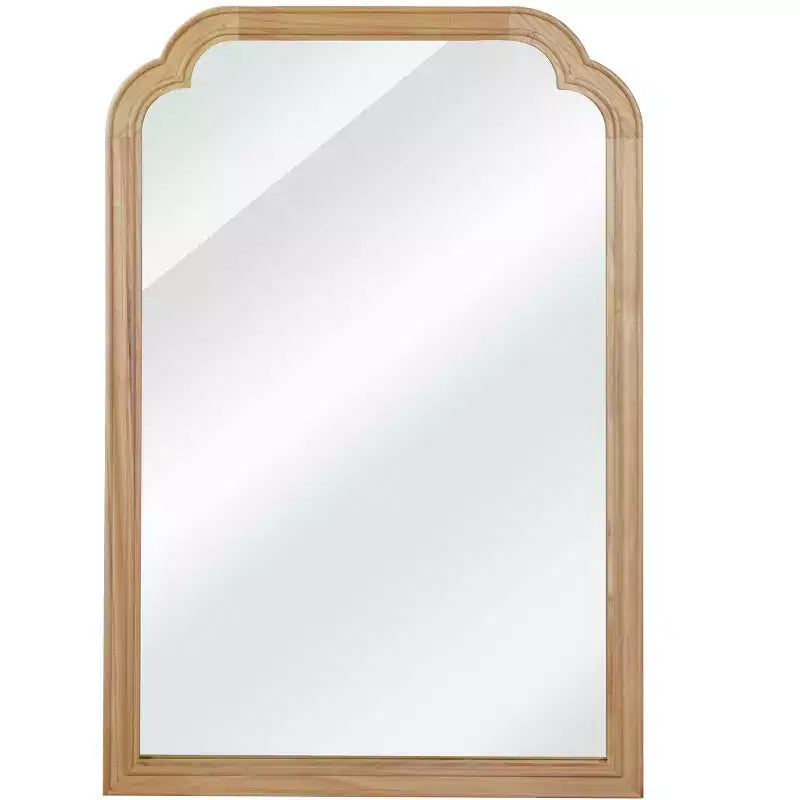 Miroir décoratif en bois massif à bords arrondis pour chambre à coucher, salle de bain et salon - Bois naturel