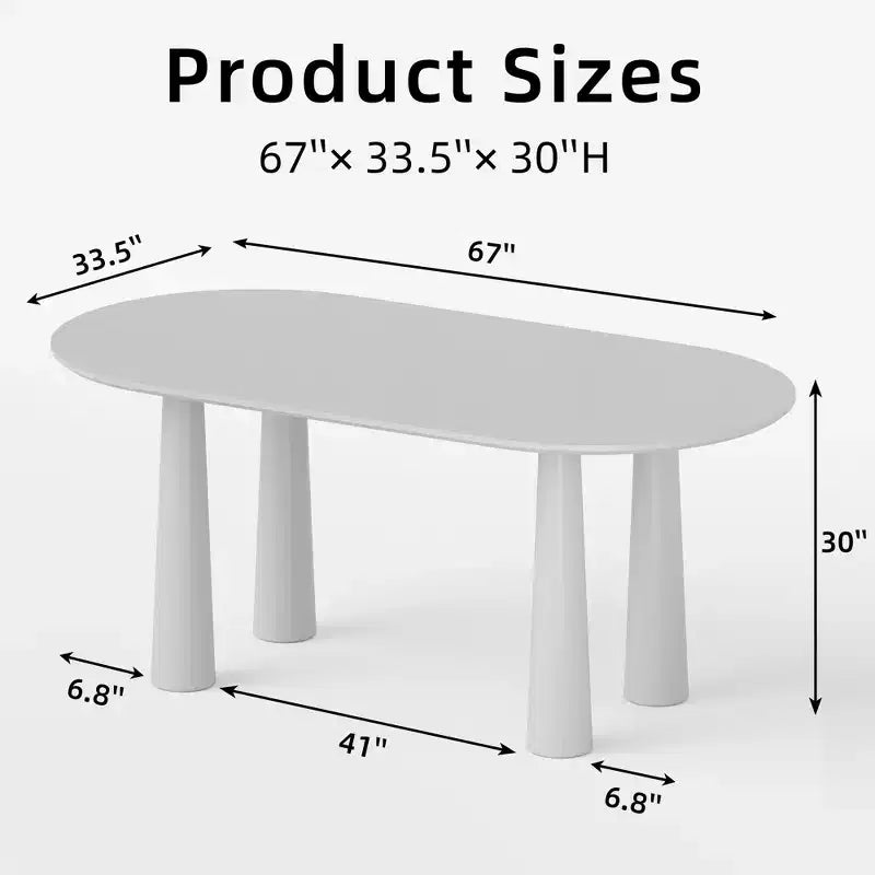 Table de salle à manger ovale en bois avec 4 pieds Table de cuisine moderne pour 6 personnes