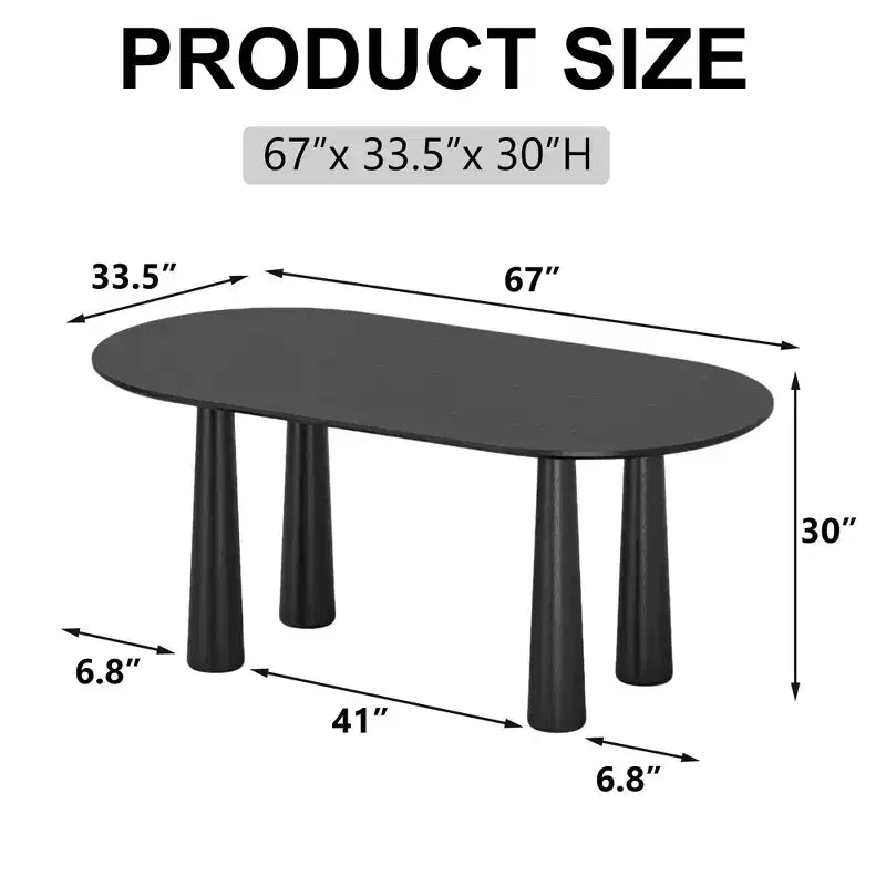 Table de salle à manger ovale en bois avec 4 pieds Table de cuisine moderne pour 6 personnes
