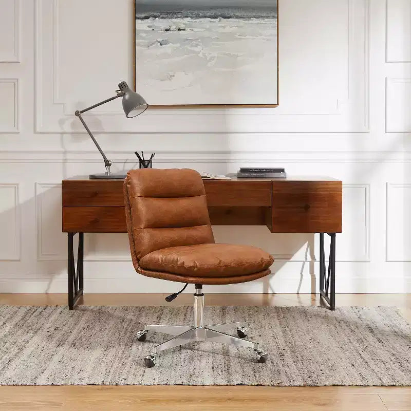 Chaise de bureau pivotante et réglable en similicuir