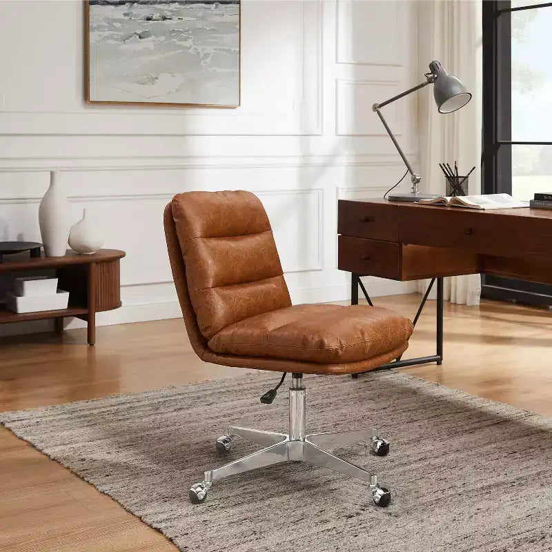 Chaise de bureau pivotante et réglable en similicuir