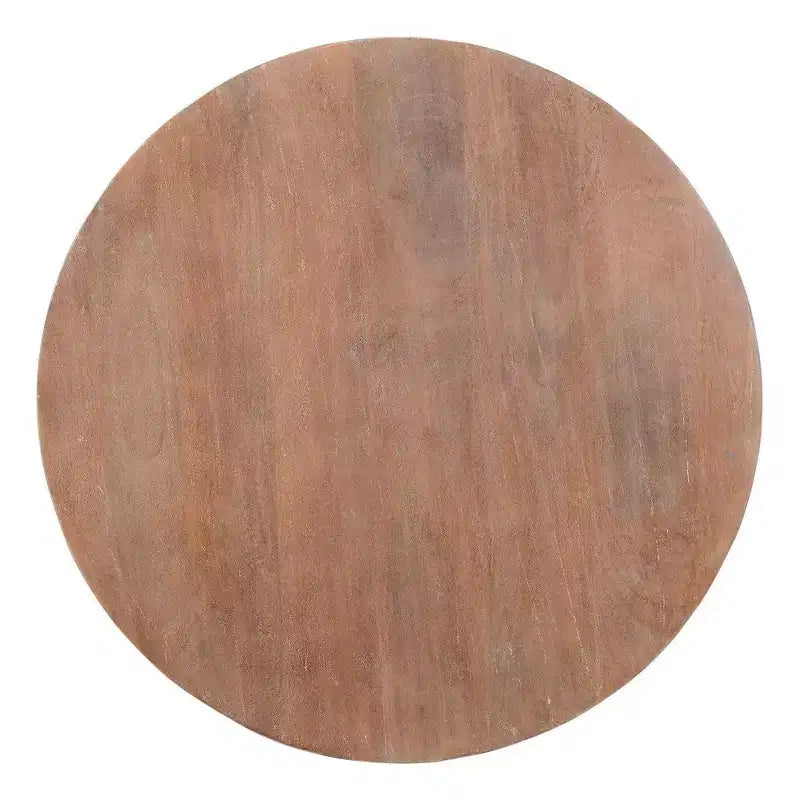 Table basse en bois en forme de tambour de 90 cm avec base à lattes
