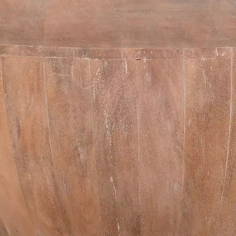 Table basse en bois en forme de tambour de 90 cm avec base à lattes