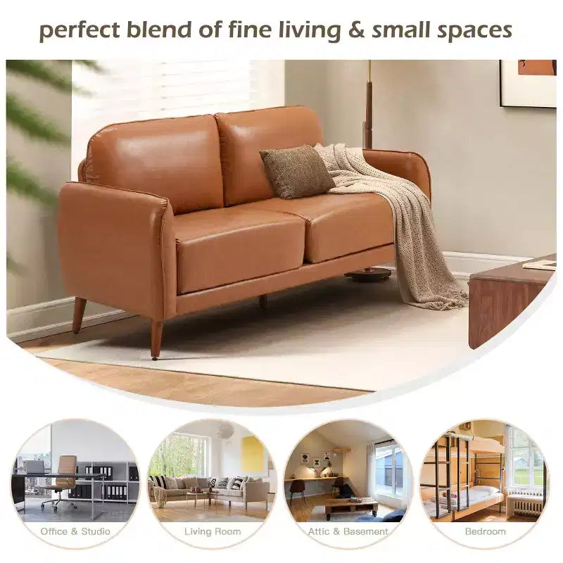 Causeuse en PU, canapé causeuse rembourré avec assise profonde confortable, deux places confortable et élégant, canapé élégant pour appartements, studios