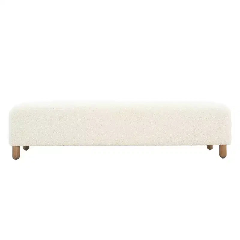 Banc pouf rembourré confortable avec pieds en bois, repose-pieds rectangulaire extra long pour chambre à coucher, entrée, couloir