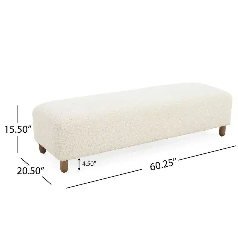 Banc pouf rembourré confortable avec pieds en bois, repose-pieds rectangulaire extra long pour chambre à coucher, entrée, couloir