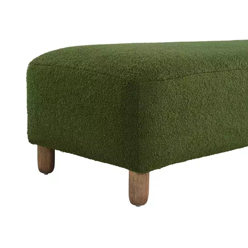 Banc pouf rembourré confortable avec pieds en bois, repose-pieds rectangulaire extra long pour chambre à coucher, entrée, couloir