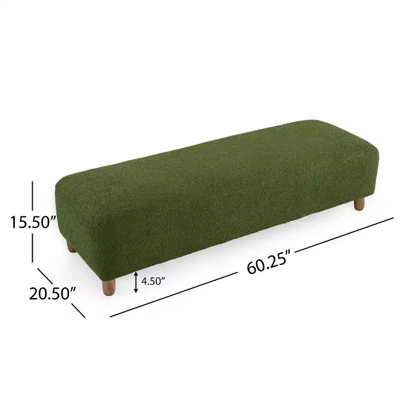 Banc pouf rembourré confortable avec pieds en bois, repose-pieds rectangulaire extra long pour chambre à coucher, entrée, couloir