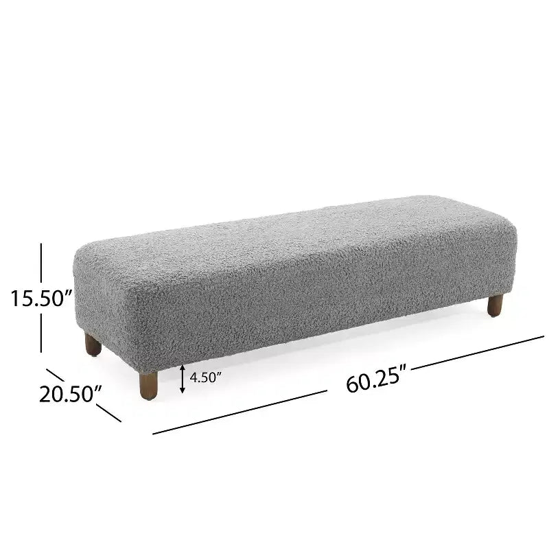 Banc pouf rembourré confortable avec pieds en bois, repose-pieds rectangulaire extra long pour chambre à coucher, entrée, couloir