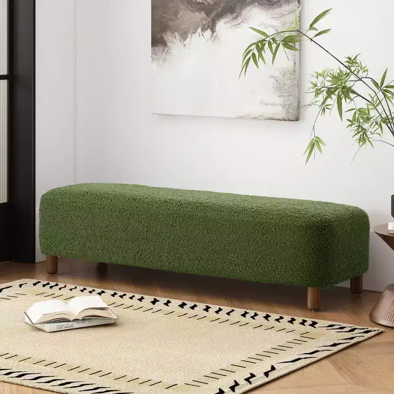 Banc pouf rembourré confortable avec pieds en bois, repose-pieds rectangulaire extra long pour chambre à coucher, entrée, couloir