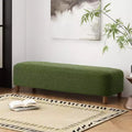 Banc pouf rembourré confortable avec pieds en bois, repose-pieds rectangulaire extra long pour chambre à coucher, entrée, couloir