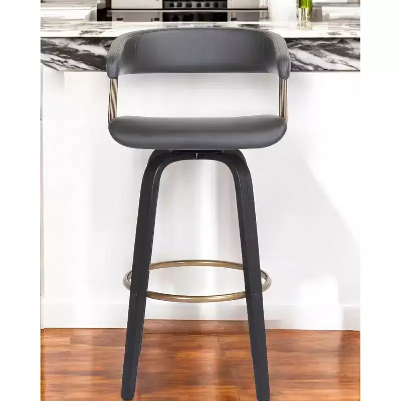 Chaise de bar pivotante en similicuir gris et noir, hauteur comptoir
