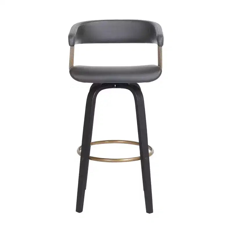 Chaise de bar pivotante en similicuir gris et noir, hauteur comptoir