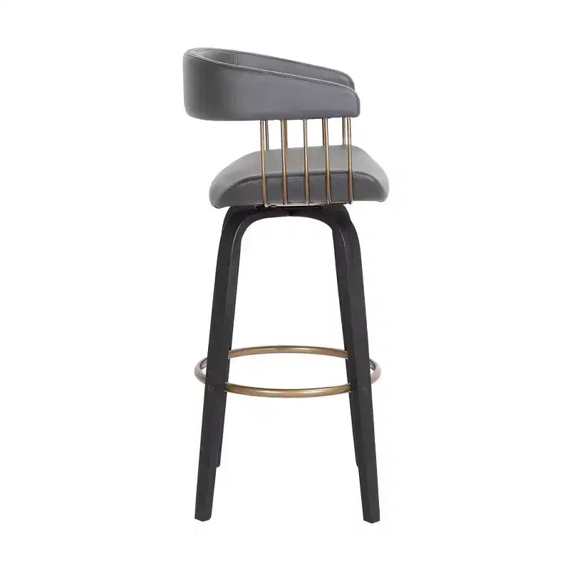 Chaise de bar pivotante en similicuir gris et noir, hauteur comptoir