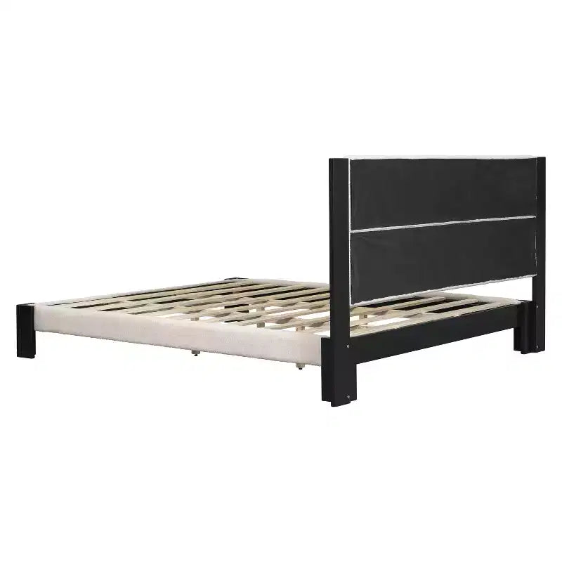 Lit contemporain en tissu bouclé à surpiqûres carrées