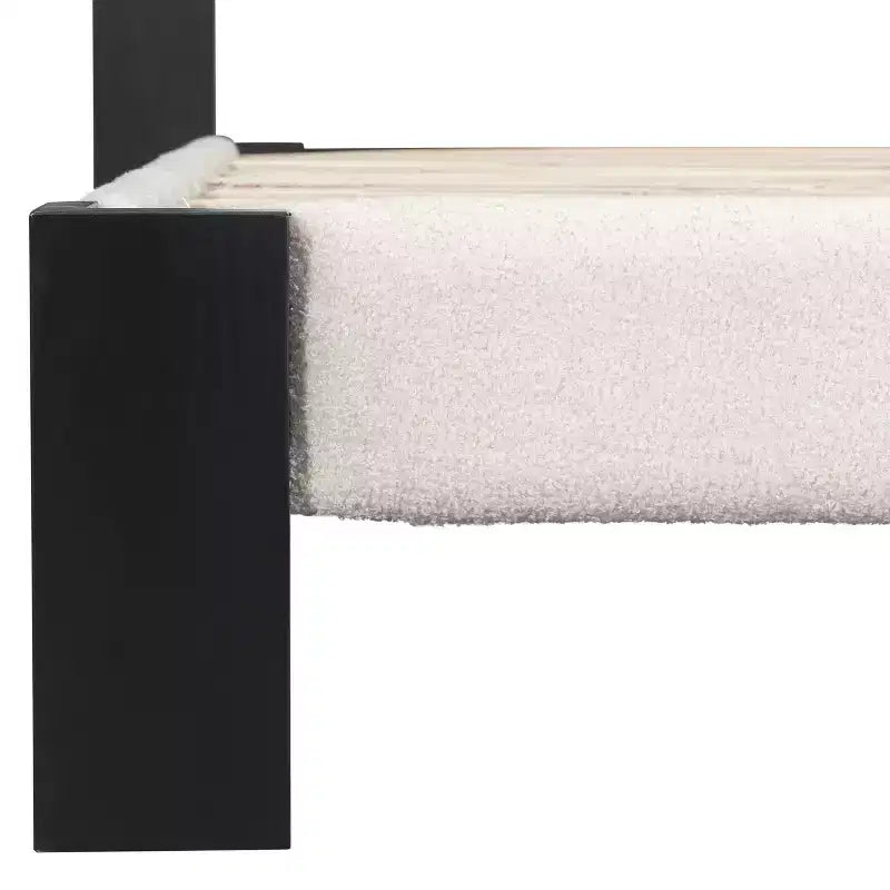 Lit contemporain en tissu bouclé à surpiqûres carrées