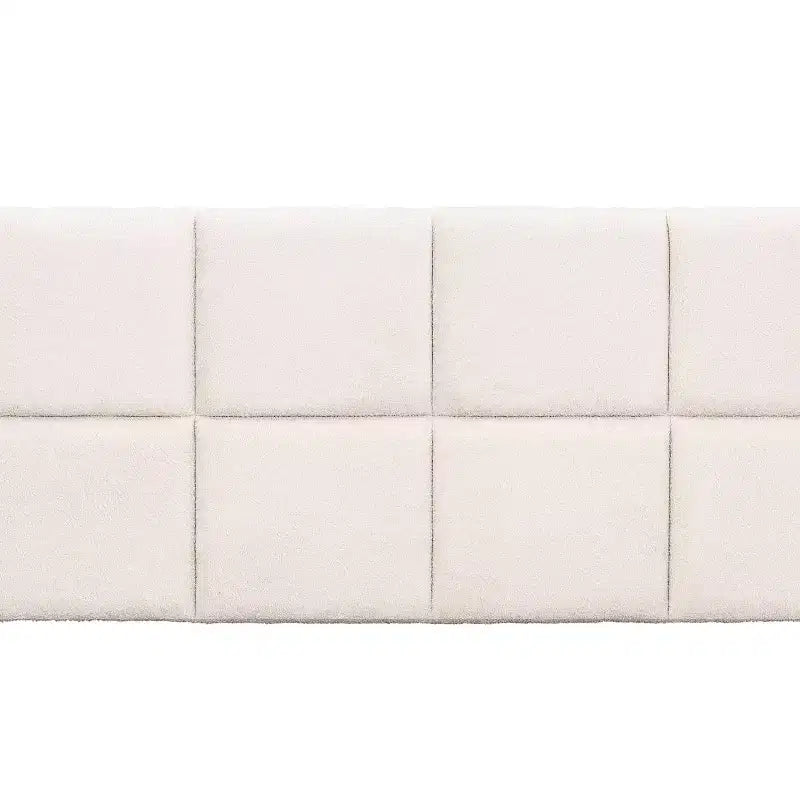 Lit contemporain en tissu bouclé à surpiqûres carrées