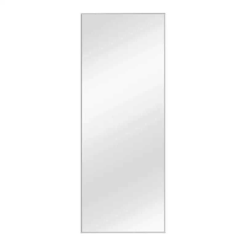 Miroir pleine longueur en aluminium de 163 x 54 x 1,5 cm avec cadre fin, angles droits et support, couleur argent