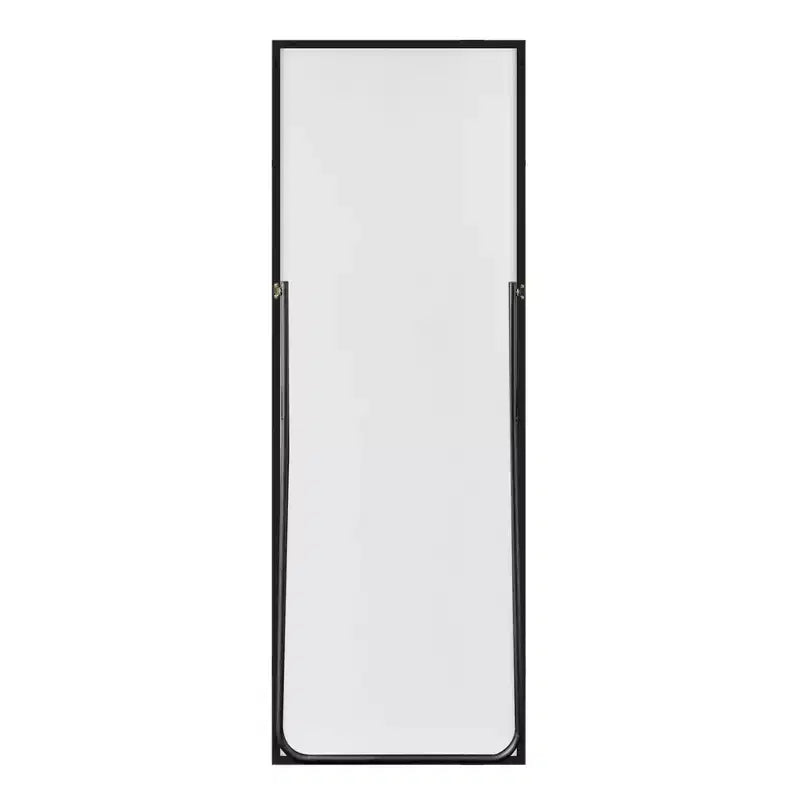 Miroir pleine longueur en aluminium de 163 x 54 x 1,5 cm avec cadre fin, angles droits et support, couleur argent