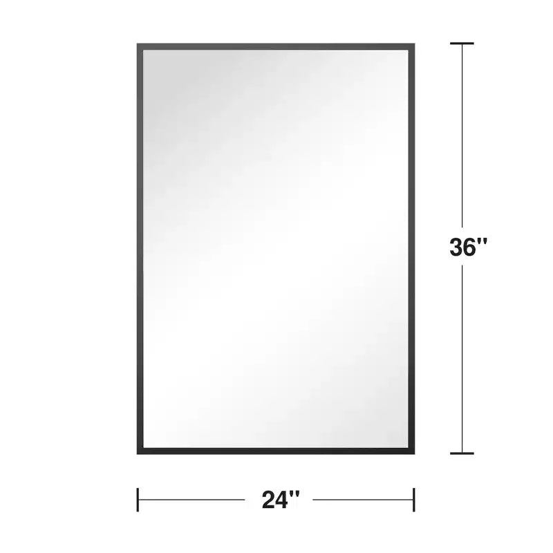 Miroir suspendu rectangulaire double face noir à bordure fine en aluminium à angle droit