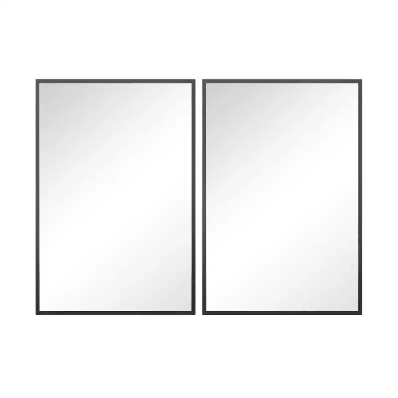 Miroir suspendu rectangulaire double face noir à bordure fine en aluminium à angle droit