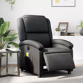 Fauteuil Inclinable Massant Électrique - Fauteuil à Dossier Haut en Cuir Véritable Noir avec Fonction Vibrante pour Salon